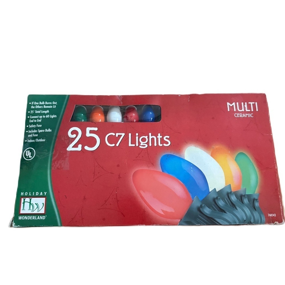 Holiday Wonderland Multi-Color C7 Lights Ceramic NEW Bulb Vintage Christmas